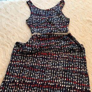 Navy, Red, White Belted Maxi Dress